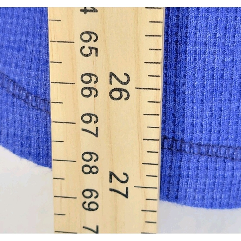B.L.E.U. Blue Waffle Knit Thermal Embellished Medallion Graphic‎ Top Boho XL - Picture 6 of 7